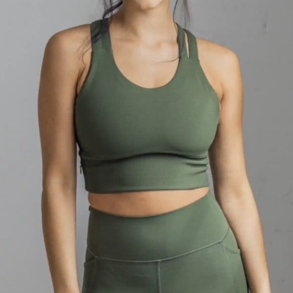 Ribbed Sierra Sports Bra - Evergreen | Senita Athletics | Large